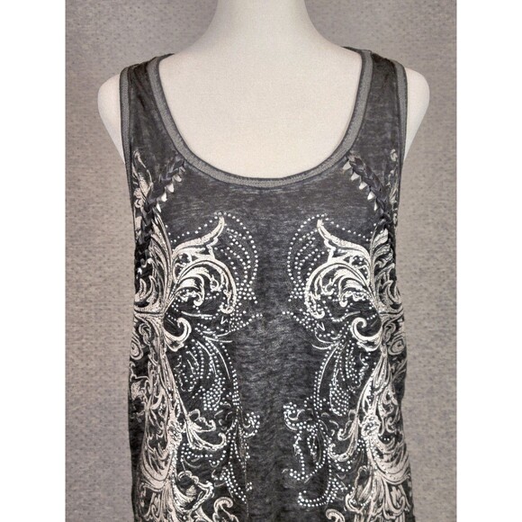 Y2K Style Semi Sheer Burnout Long Tank Top Womens XL Indie Festival By Maurices - Picture 3 of 13